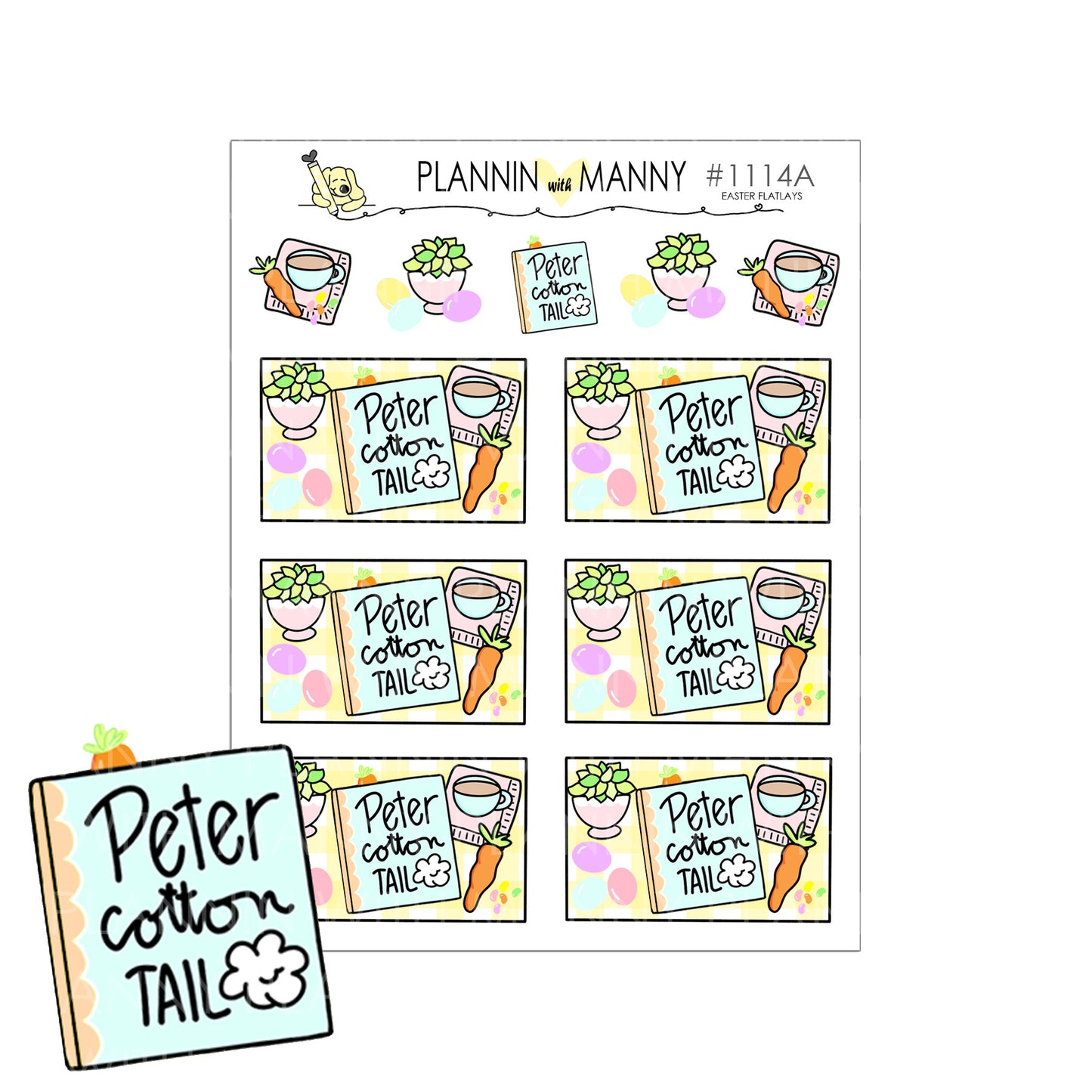 1114 Peter Cottontail Flatlay and Foldable Planner Stickers - Easter Fun Collection