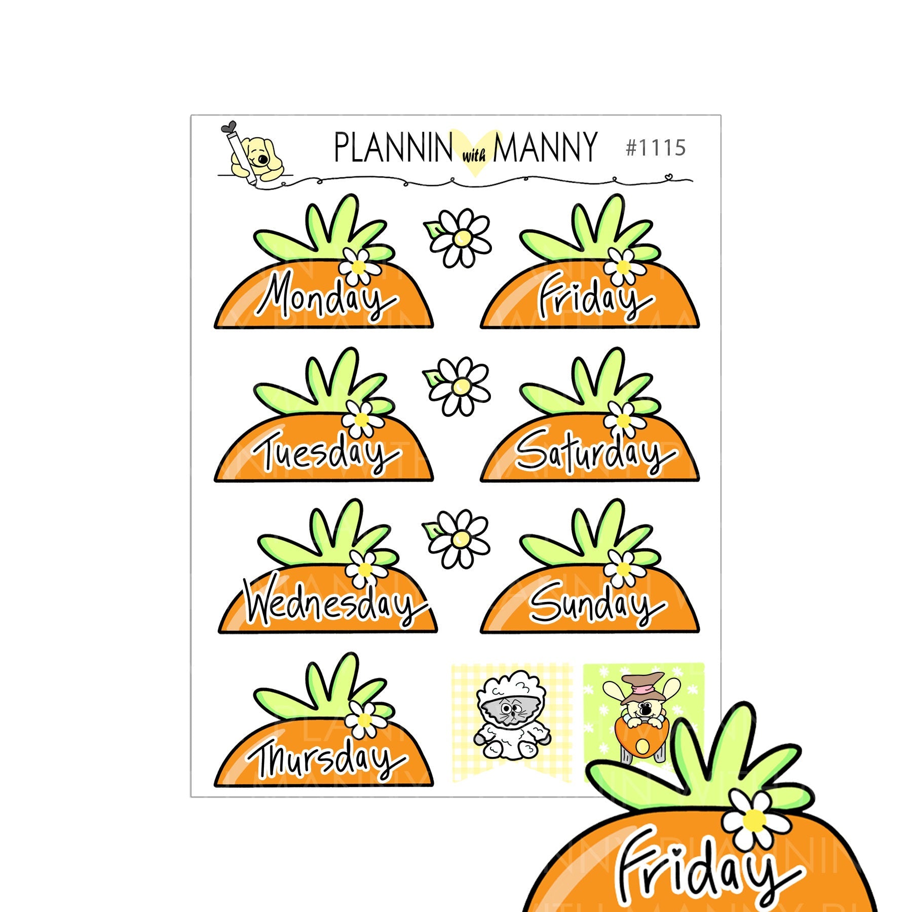 1115 Carrot Date Cover Planner Stickers - Easter Fun Collection