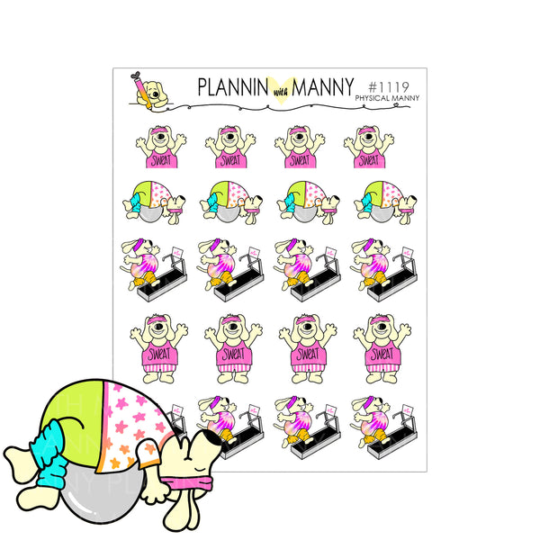 1119 Let's Get Physical Manny Planner Stickers - Let's Get Physical Collection