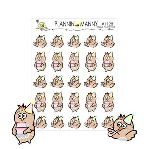 1128, OWLY PARTY TIME Planner Stickers, Owl Planner Stickers, Birthday Planner Stickers, Party Stickers, Diecuts
