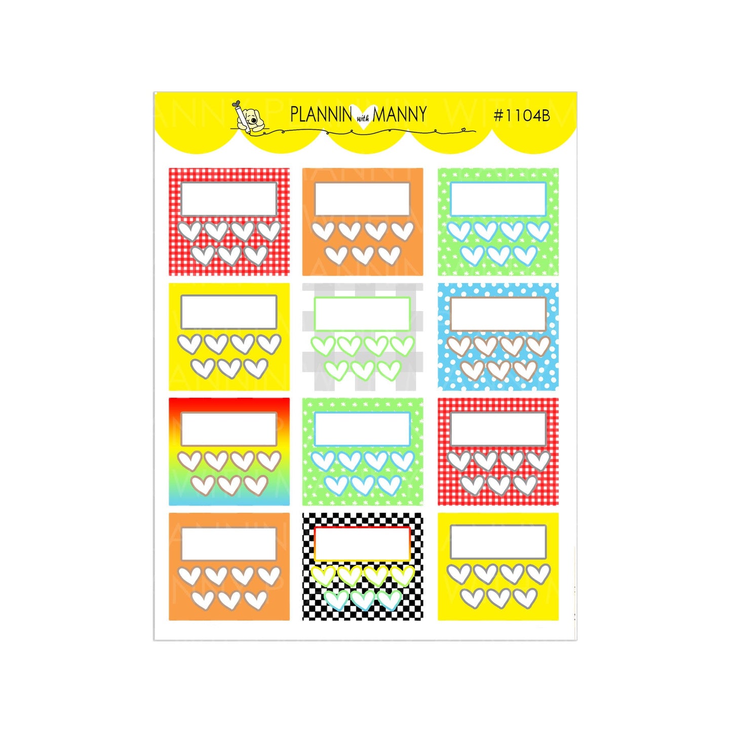 1104 Hobonichi Tracker Planner Stickers - Manny Basics