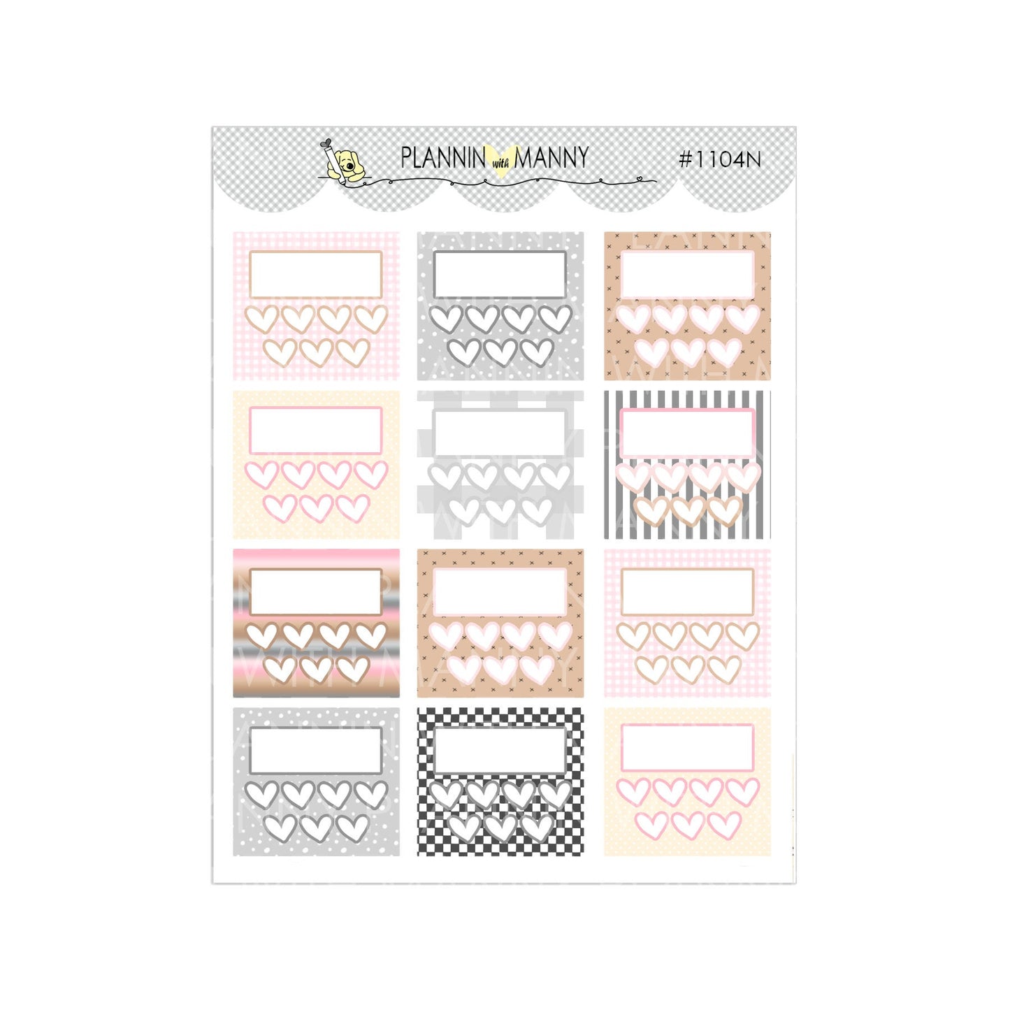 1104 Hobonichi Tracker Planner Stickers - Manny Basics