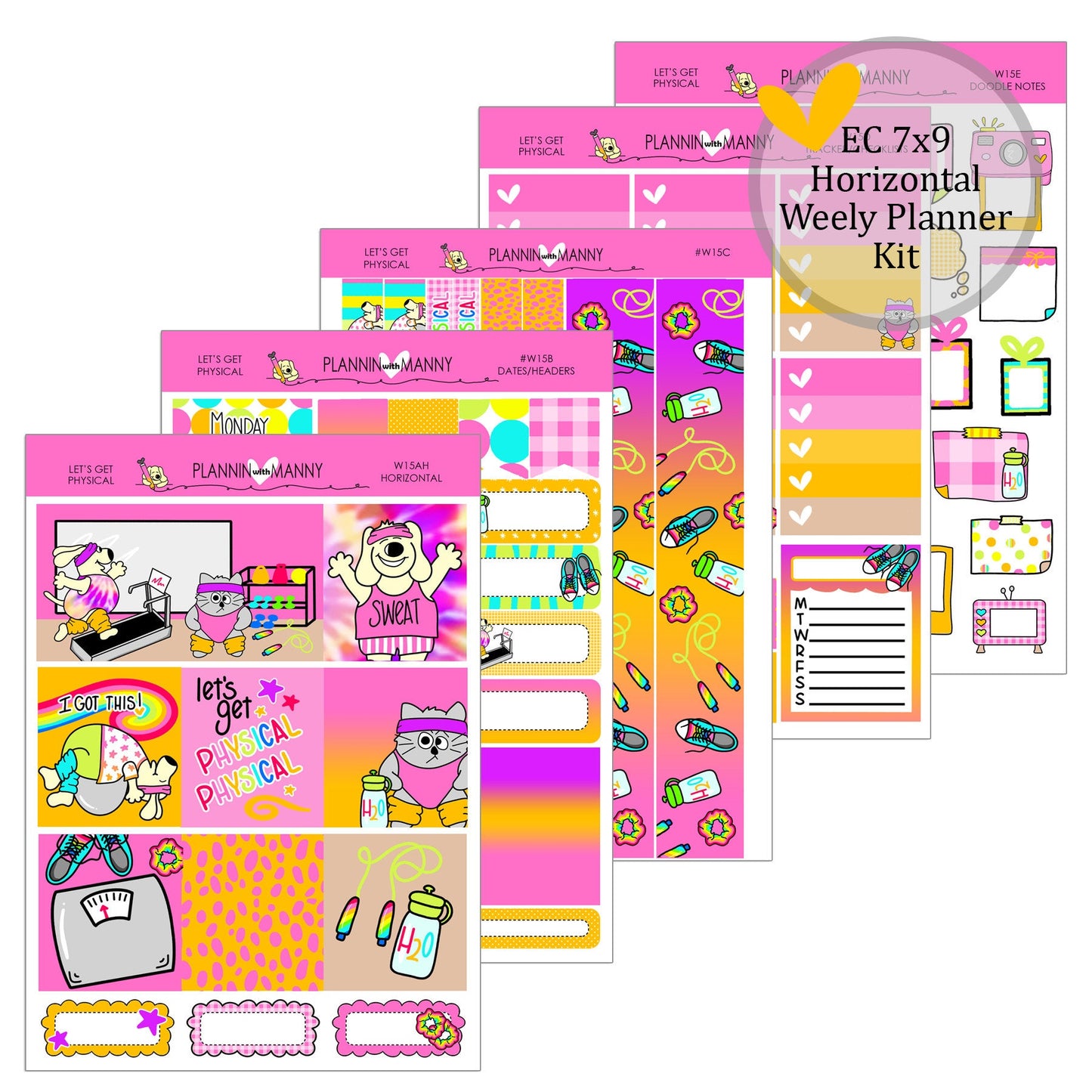 W15AH, EC HORIZONTAL WEEKLY Planner Kit, Let's Get Physical Collection