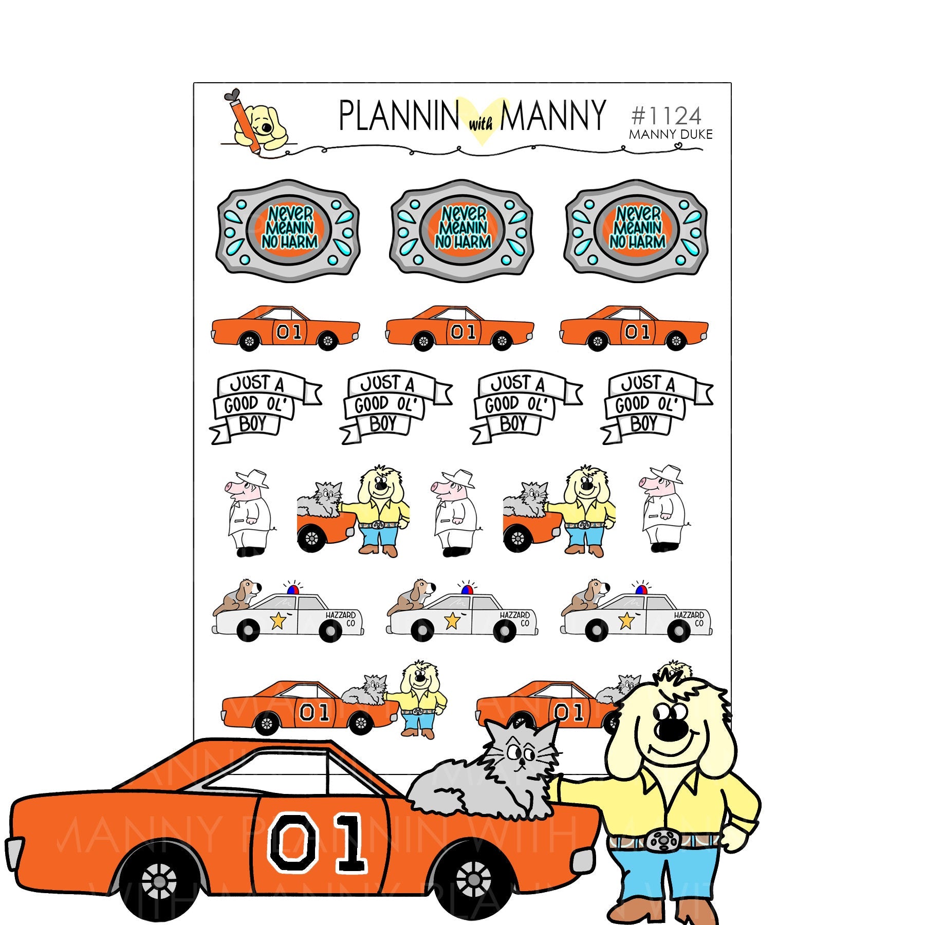 1124 Manny Duke Character Planner Stickers - Manny Duke Collection