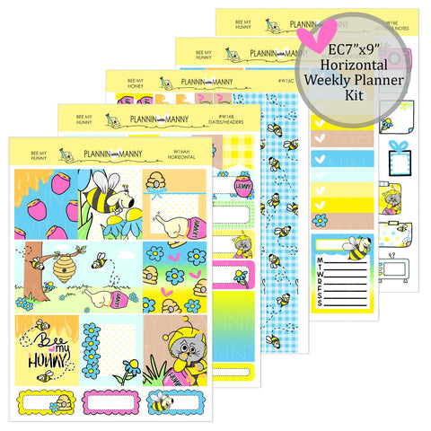 W16AH, HORIZONTAL Weekly Planner Stickers- Bee My Hunny Collection