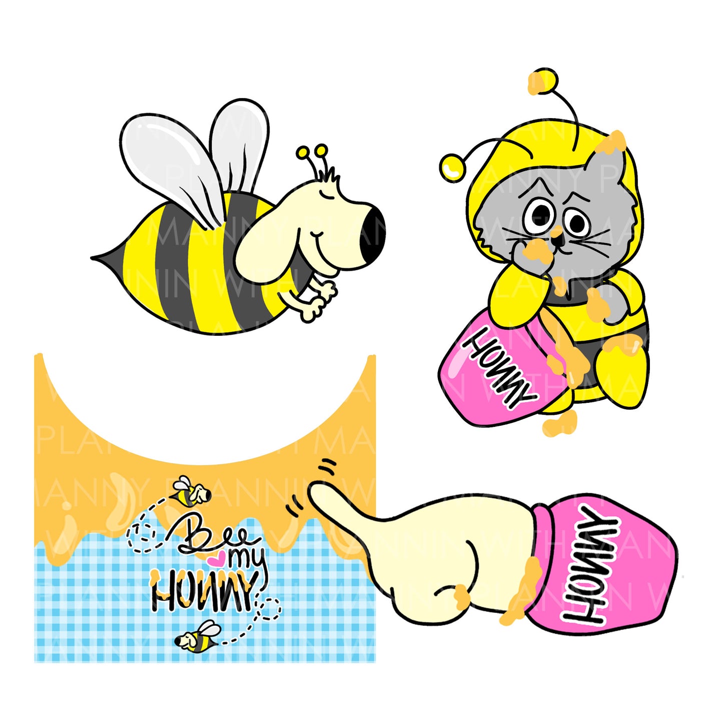 W16AH, HORIZONTAL Weekly Planner Stickers- Bee My Hunny Collection