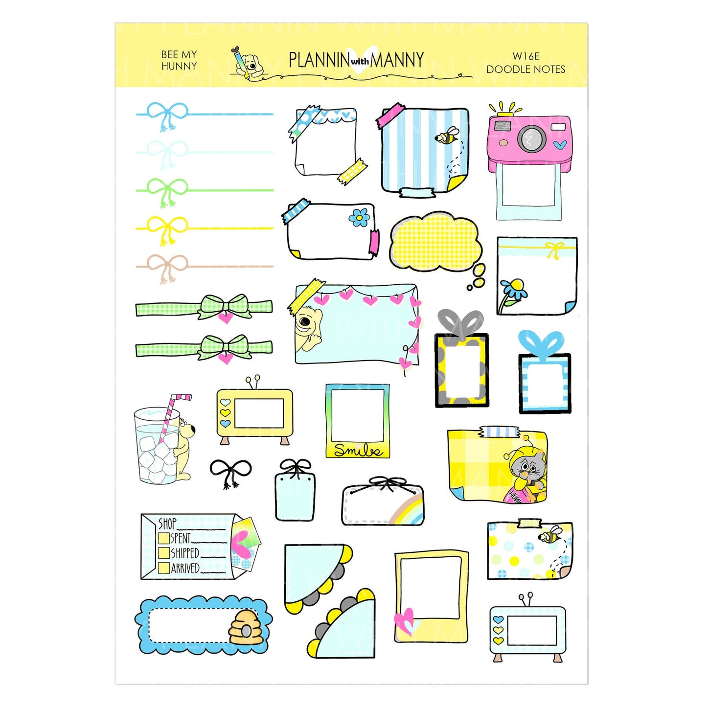 W16AH, HORIZONTAL Weekly Planner Stickers- Bee My Hunny Collection