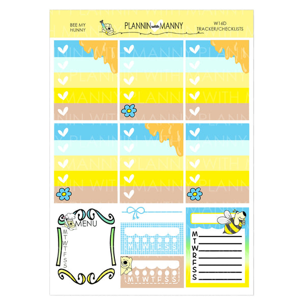 W16AH, HORIZONTAL Weekly Planner Stickers- Bee My Hunny Collection