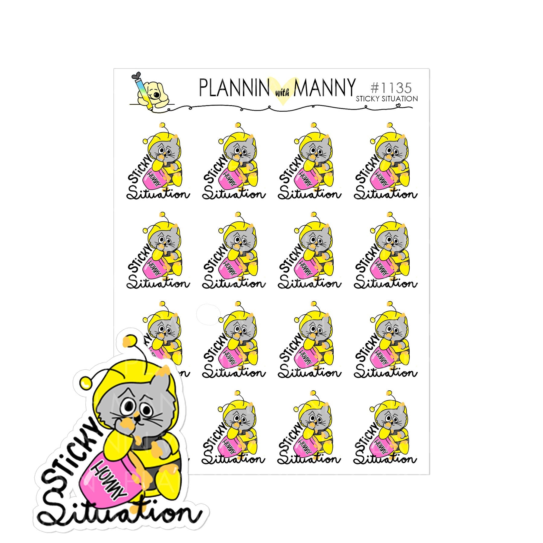 1135 STICKY SITUATION Planner Stickers -  Bee My Hunny Collection