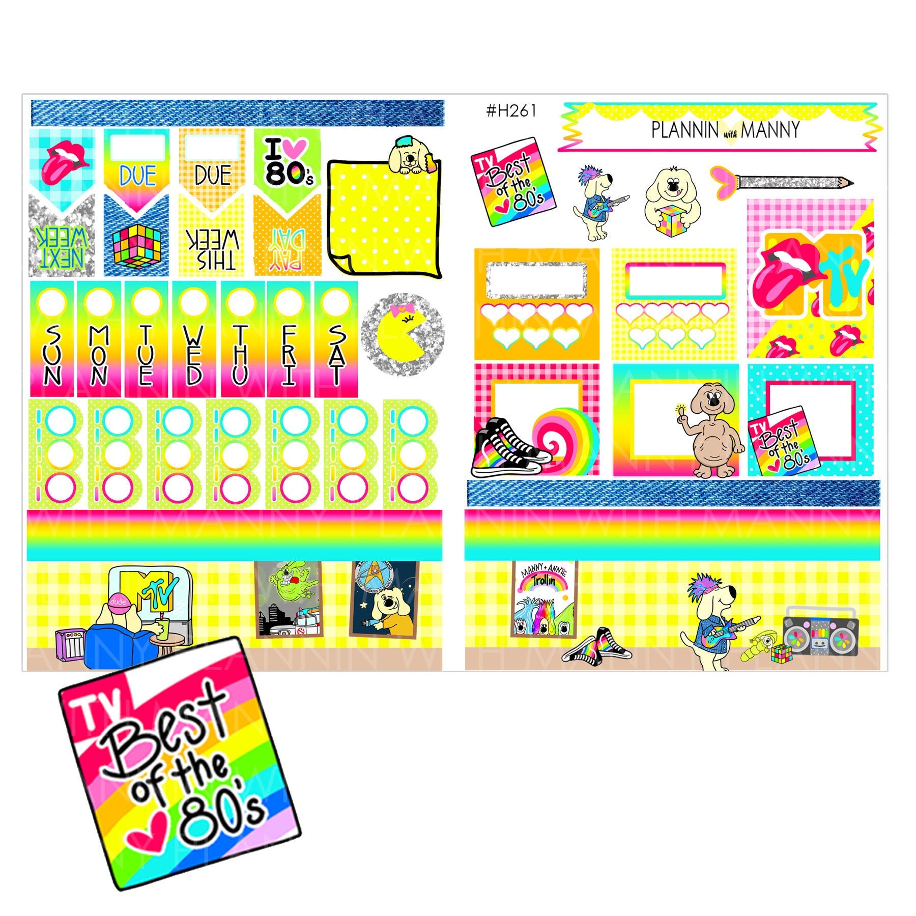H261 80's HOBONICHI Weekly Planner Stickers - 80's Lovin Collection