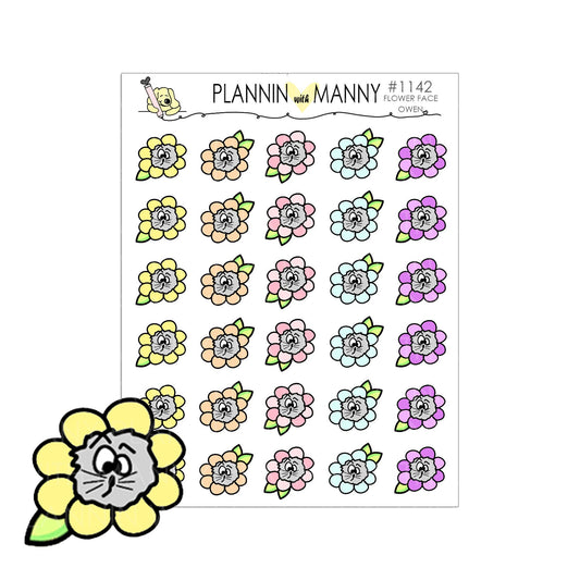 1142 FLOWER FACE OWEN Planner Stickers