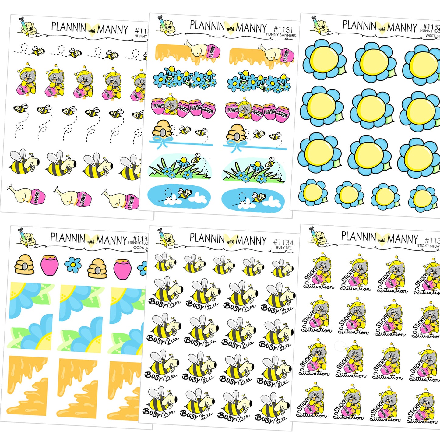 W16AH, HORIZONTAL Weekly Planner Stickers- Bee My Hunny Collection