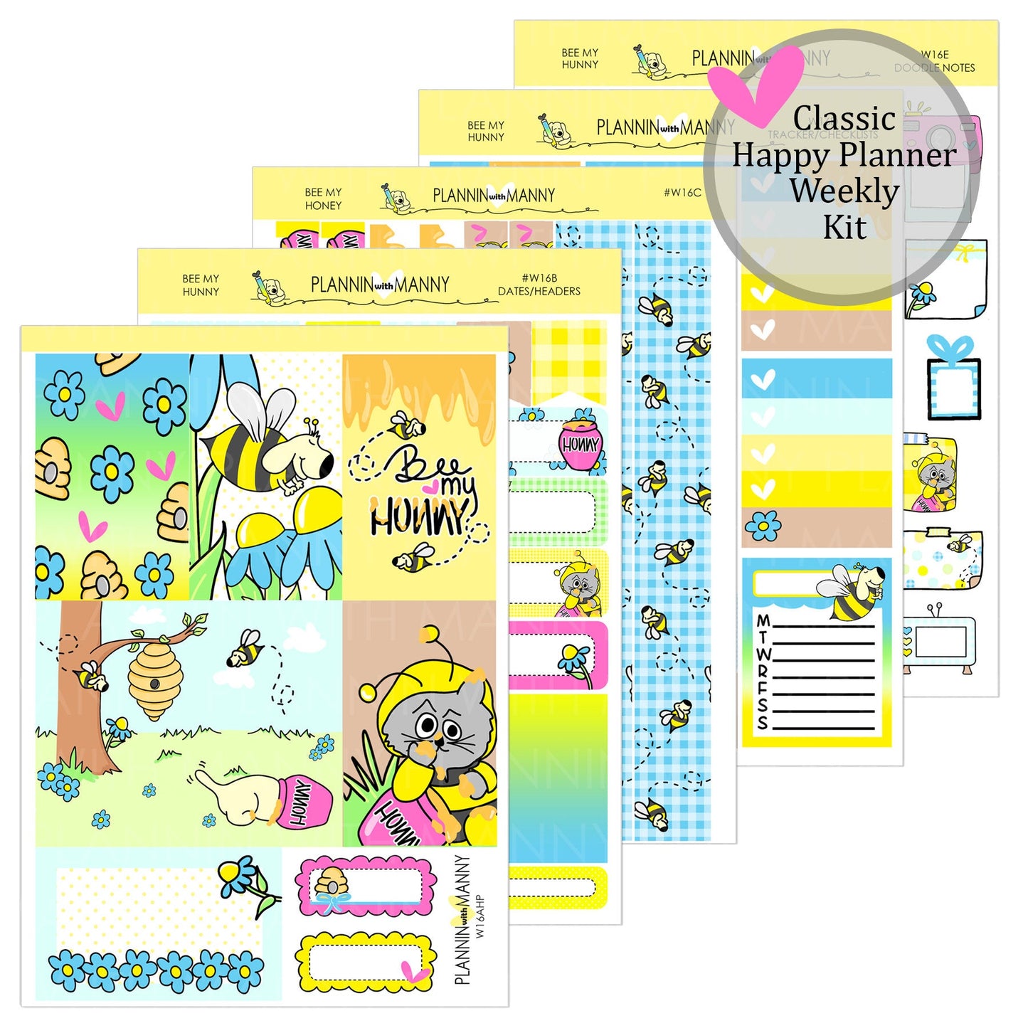 W16AHP, CLASSIC HAPPY PLANNER Bee My Hunny Weekly Planner Kit