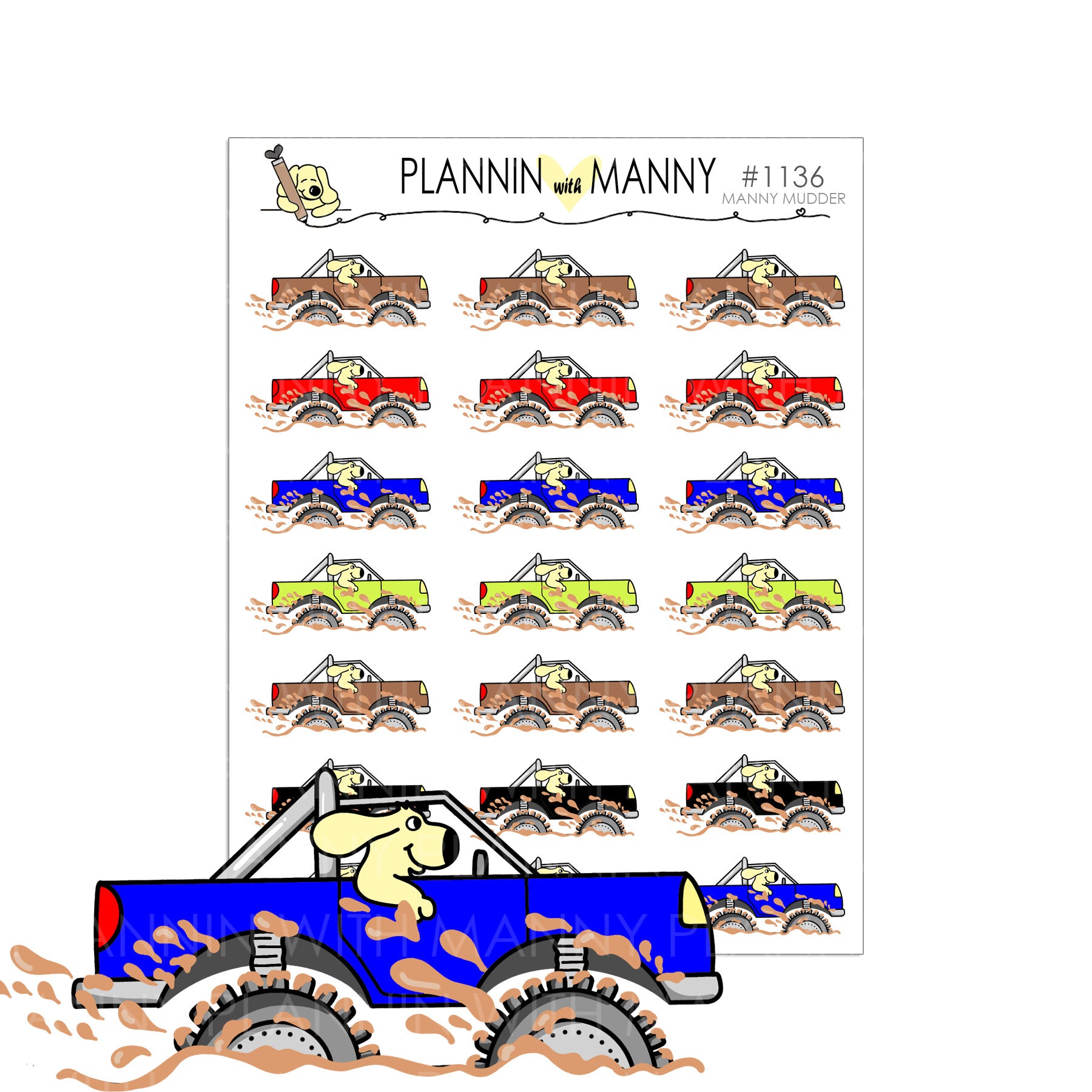 1136 MUDDER MANNY Planner Stickers