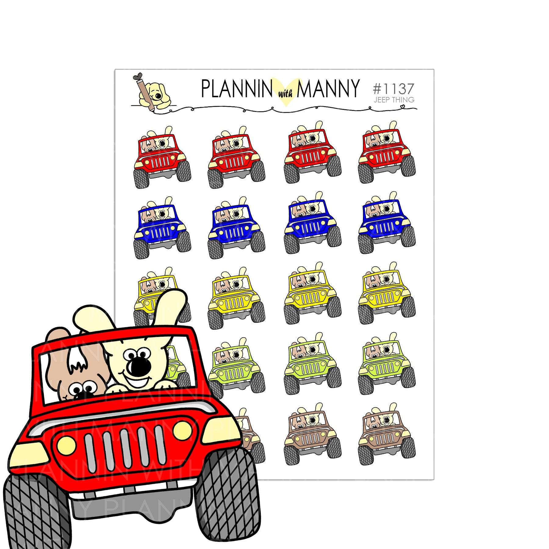 1137 JEEP THING Manny Planner Stickers