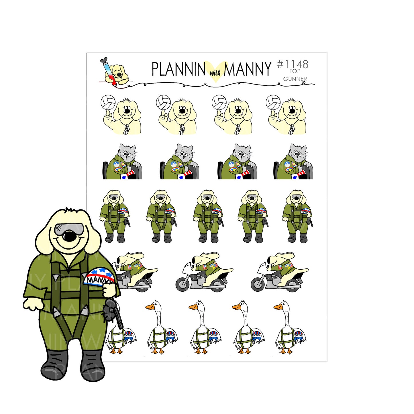 W17AH, HORIZONTAL Weekly Planner Stickers - Top Gunner Collection