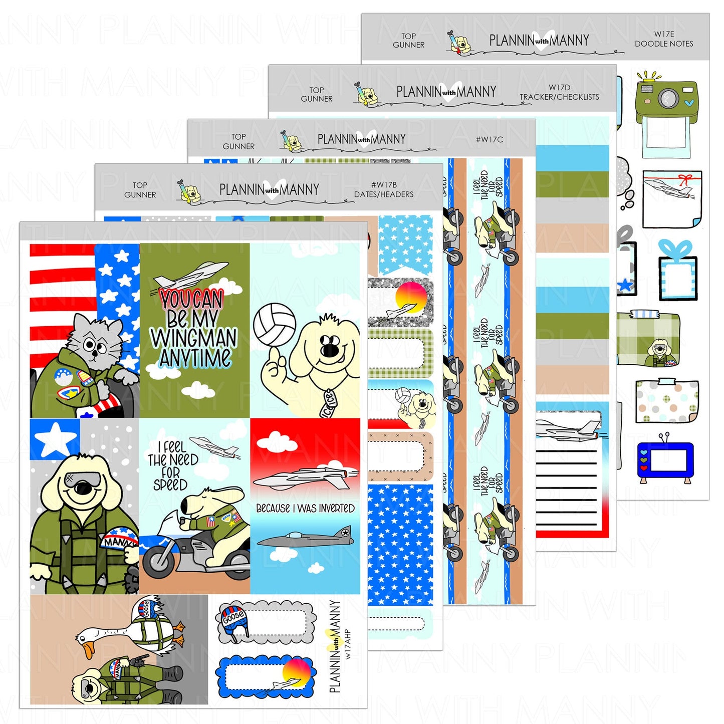 W17AHP, HAPPY PLANNER CLASSIC Weekly Planner Stickers - Top Gunner Collection