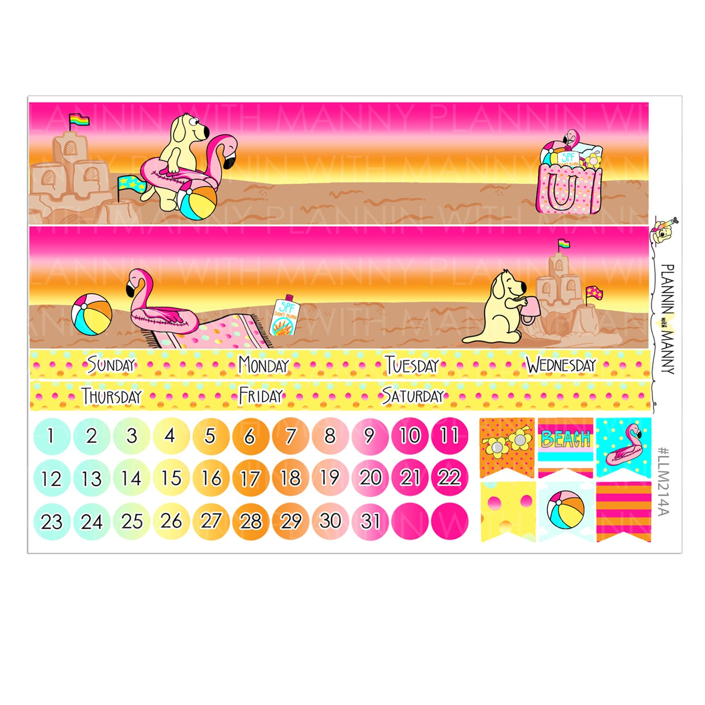 LLM214, MONTHLY PLANNER STICKERS, Sandy Buns Collection