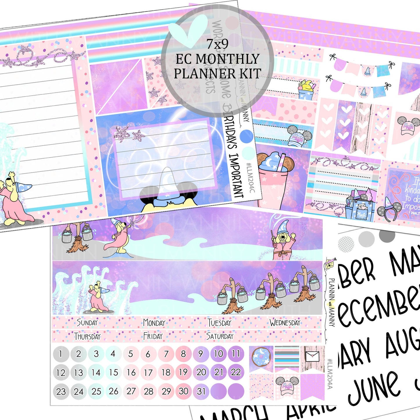 LLM204 MONTHLY PLANNER STICKERS - Magical Manny Collection