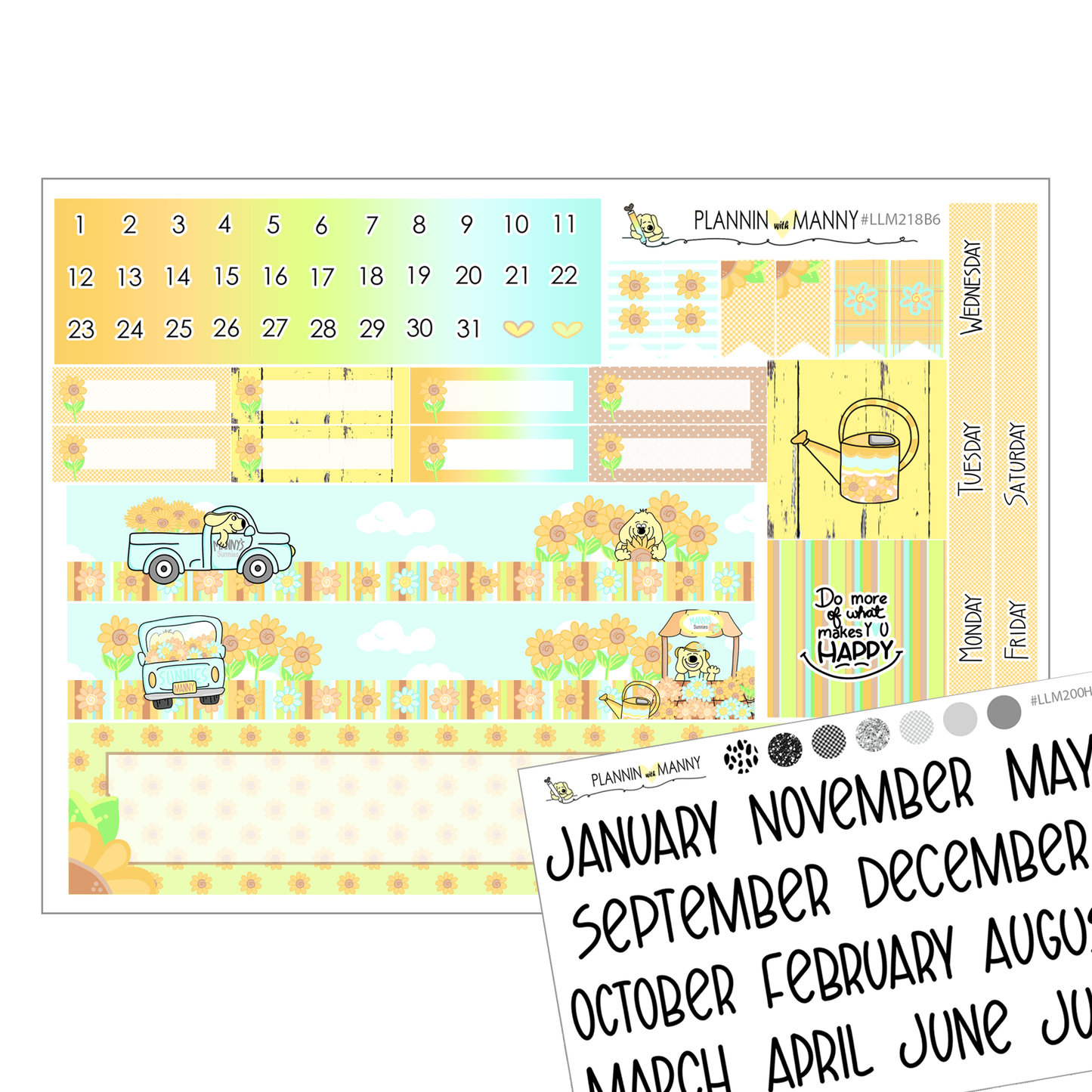 LLM218B6 Sunnies B6 Monthly Planner Stickers